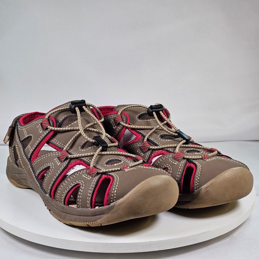 Eddie Bauer Mary Brown Pink Leather Hiking Water Sandals Womens 8 Bungee